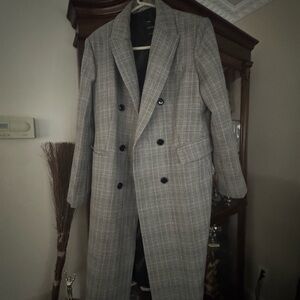 Mango Houndstooth Coat with Black Accents